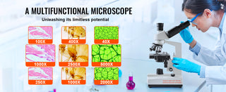 Compound Trinocular Microscope 40X-2500/40X-5000X Magnification Lab Microscope with LED Illumination & External Interface