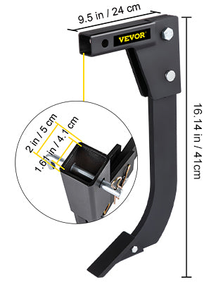 Hitch Mounted Ripper Box Scraper with 16" Shank and 4 Hole Sites & 2 Plow Tips Teeth Blade for Tractor 2 Locating Pins