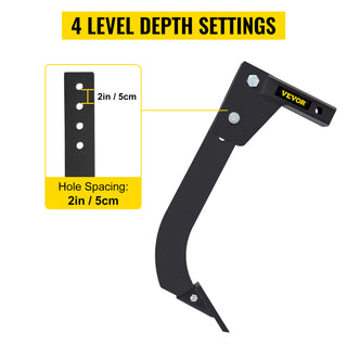 Hitch Mounted Ripper Box Scraper with 16" Shank and 4 Hole Sites & 2 Plow Tips Teeth Blade for Tractor 2 Locating Pins