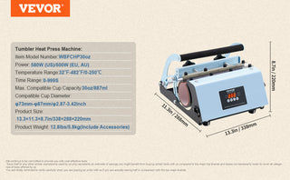 Tumbler Heat Press Machine 2 Station Heaters 11-30oz Mug Press Tumbler Press for Sublimation Tumblers Cups and Mug 19.6lbs