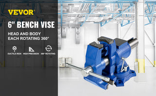 5" Heavy Duty Bench Vise Double Swivel Rotating Vise Head/Body 360° 30Kn Clamping Force,for Clamping Fixing Equipment