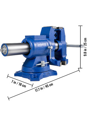 5" Heavy Duty Bench Vise Double Swivel Rotating Vise Head/Body 360° 30Kn Clamping Force,for Clamping Fixing Equipment