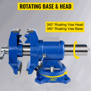 5" Heavy Duty Bench Vise Double Swivel Rotating Vise Head/Body 360° 30Kn Clamping Force,for Clamping Fixing Equipment