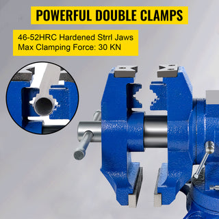 5" Heavy Duty Bench Vise Double Swivel Rotating Vise Head/Body 360° 30Kn Clamping Force,for Clamping Fixing Equipment