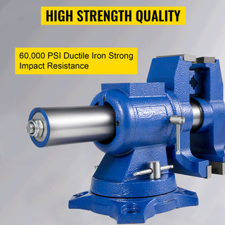 5" Heavy Duty Bench Vise Double Swivel Rotating Vise Head/Body 360° 30Kn Clamping Force,for Clamping Fixing Equipment