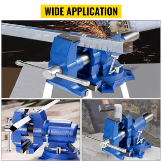 5" Heavy Duty Bench Vise Double Swivel Rotating Vise Head/Body 360° 30Kn Clamping Force,for Clamping Fixing Equipment