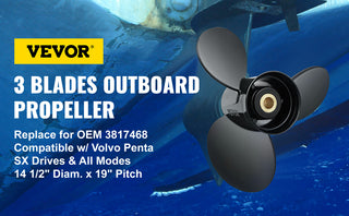 Replace for OEM 3817468 3-Blade 14.5"x19" Pitch Aluminium Boat Propeller Compatible with Volvo Penta SX Drive All Models