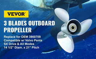 3-Blade 14.5" x 21" Pitch Steel Boat Propeller, Compatible with Volvo Penta SX Drive All Models with 19 Tooth Splines