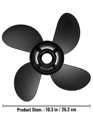 4-Blade 10.3" x 13" Aluminum Boat Propeller, Compatible with Mercury Mariner 25HP Bigfoot/Command Thrust 60Hp Outboard