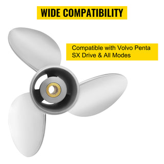 3-Blade 14.5" x 21" Pitch Steel Boat Propeller, Compatible with Volvo Penta SX Drive All Models with 19 Tooth Splines