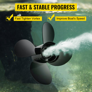 4-Blade 10.3" x 13" Aluminum Boat Propeller, Compatible with Mercury Mariner 25HP Bigfoot/Command Thrust 60Hp Outboard