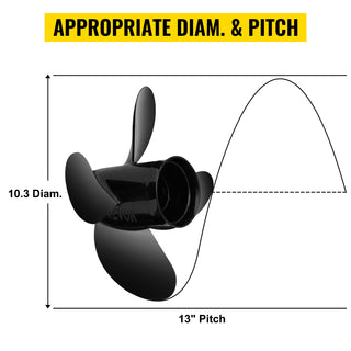 4-Blade 10.3" x 13" Aluminum Boat Propeller, Compatible with Mercury Mariner 25HP Bigfoot/Command Thrust 60Hp Outboard