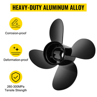 4-Blade 10.3" x 13" Aluminum Boat Propeller, Compatible with Mercury Mariner 25HP Bigfoot/Command Thrust 60Hp Outboard