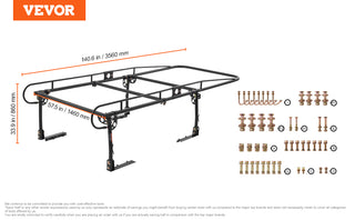 1000 LBS / 454 KG Strong Capacity Truck Ladder Rack Adjustable Width for Kayak Ladder Surfboard Lumber