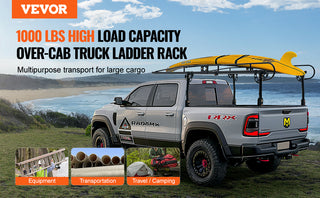 1000 LBS / 454 KG Strong Capacity Truck Ladder Rack Adjustable Width for Kayak Ladder Surfboard Lumber