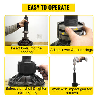 Carrier & Pinion Bearing Puller Compatible with Dana 30,40,50,60,70, 80, Ford 9/10.25" Tool with 3 45# Steel Clamshells