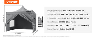 10x10 FT Pop up Canopy with Removable Sidewalls Portable Gazebo & Wheeled Bag  UV Resistant Waterproof Tent for Patio