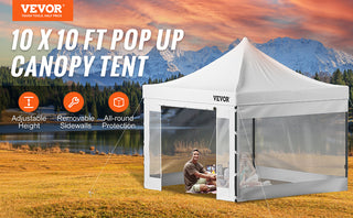 10x10 Pop Up Canopy Tent Outdoor Ten with Removable Sidewalls and Wheeled Bag Instant Portable Shelter for Parties Camping