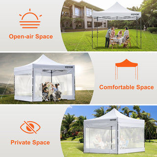 10x10 Pop Up Canopy Tent Outdoor Ten with Removable Sidewalls and Wheeled Bag Instant Portable Shelter for Parties Camping