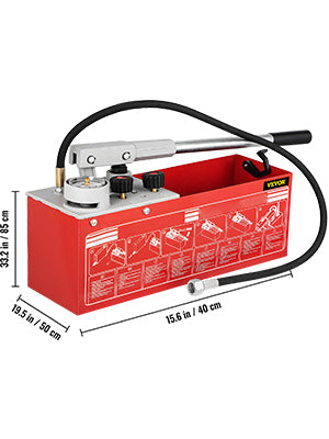 Hydrostatic Pressure Test Pump 25 bar/2.5 MPa 3.2 Gallon Tank Hydraulic Manual Water Pressure Tester Kit Pressure Testi