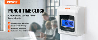 Punch Time Clock Time Clocks for Employees 6 Punches/Day Time Clock Include 102 Time Cards 1 Ink Ribbon & 2 Security Keys