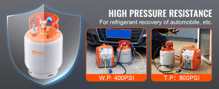 30 lbs Refrigerant Recovery Tank with Float Switch Reusable AC Recovery Tank HVAC for All Refrigerant Prevent Overflow