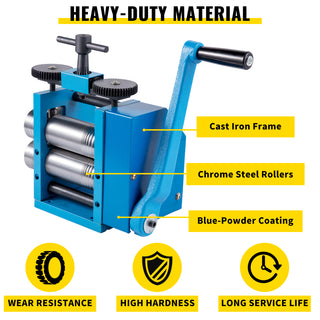 3Inch Rolling Mills Gear Ratio 1:2.5 Manual Combination Metal Jewelry Sheet Square Semicircle Pattern Wire Roller Mill