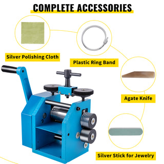 3Inch Rolling Mills Gear Ratio 1:2.5 Manual Combination Metal Jewelry Sheet Square Semicircle Pattern Wire Roller Mill