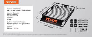 Roof Rack Cargo Basket 46"x36"x4.5" / 51"x36"x5" Rooftop Cargo Carrier Heavy-Duty 200 LBS Capacity for SUV Truck Vehicle