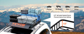 Roof Rack Cargo Basket 46"x36"x4.5" / 51"x36"x5" Rooftop Cargo Carrier Heavy-Duty 200 LBS Capacity for SUV Truck Vehicle