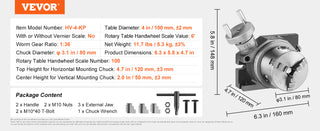 Precision Milling Rotary Table 4''/ 100 mm, Horizontal Vertical Model with 3-Jaw Chuck Indexing Tools for Milling Machines