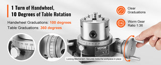 Precision Milling Rotary Table 4''/ 100 mm, Horizontal Vertical Model with 3-Jaw Chuck Indexing Tools for Milling Machines