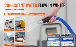 30ft Heated Water Hose Heated Drinking Water Hose Antifreeze to -45°F Automatic Self-regulating  for RVs Camping