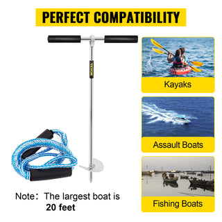 18\" Length Auger to The Beach and Sandbar 316 Stainless Steel Screw Anchor for Jet Ski PWC Pontoon Kayak