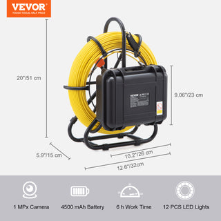 Sewer Camera 9 inch Screen Pipeline Inspection Camera with DVR IP68 Waterproof Industrial Borescope for Sewer Drain Pipe