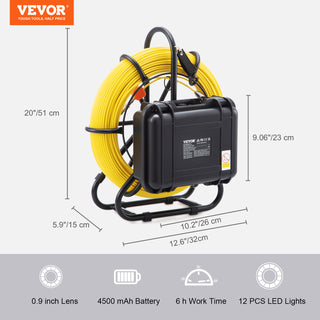 Sewer Camera 9 inch Screen Pipeline Inspection Camera with DVR IP68 Waterproof Industrial Borescope for Sewer Drain Pipe