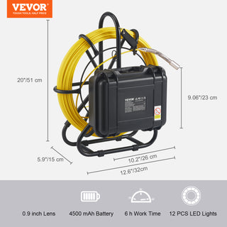 Sewer Camera 9 inch Screen Pipeline Inspection Camera with DVR IP68 Waterproof Industrial Borescope for Sewer Drain Pipe