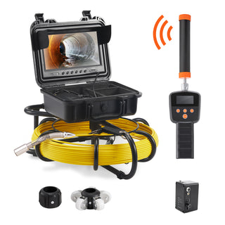 DVR Recording Pipe Inspection Camera with 512Hz Locator IP68 9 Drain Sewer Camera w/12 Adjustable LEDs and 16 GB SD Card