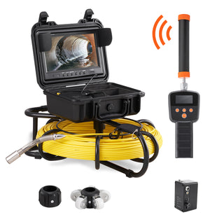 DVR Recording Pipe Inspection Camera with 512Hz Locator IP68 9 Drain Sewer Camera w/12 Adjustable LEDs and 16 GB SD Card