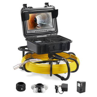 Sewer Camera 9 inch Screen Pipeline Inspection Camera with DVR IP68 Waterproof Industrial Borescope for Sewer Drain Pipe