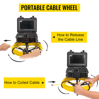 Pipe Inspection Video Camera 9in Monitor 100-300FT 8GB SD Card 23mm Waterproof IP68 Drain Sewer Duct Industrial Endoscope