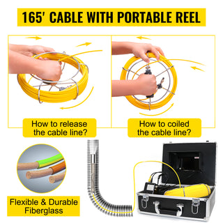 Pipe Inspection Camera 7in Monitor DVR Recording 30/50M Cable 512HZ Pipe Locator Drain Sewer Pipeline Industrial Endoscope