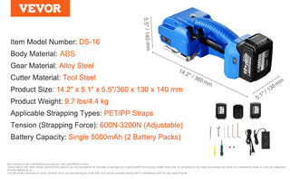 Automatic Electric Strapping Machine Portable Powered Banding Tool for 0.35"-0.63" PP PET Straps Packaging Box Pallet