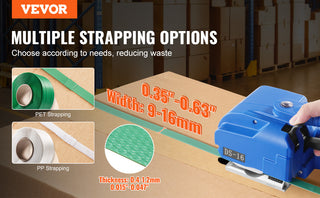 Automatic Electric Strapping Machine Portable Powered Banding Tool for 0.35"-0.63" PP PET Straps Packaging Box Pallet