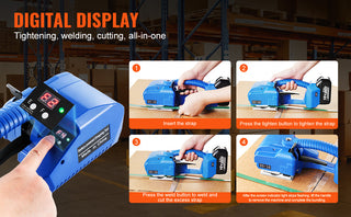 Automatic Electric Strapping Machine Portable Powered Banding Tool for 0.35"-0.63" PP PET Straps Packaging Box Pallet