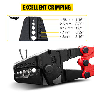 24/30Inch Wire Rope Swager Crimper Tool Insulated Handle Aluminum Copper Cable Fishing Dual Sleeves Cutter Crimping Pliers