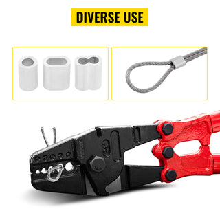 24/30Inch Wire Rope Swager Crimper Tool Insulated Handle Aluminum Copper Cable Fishing Dual Sleeves Cutter Crimping Pliers