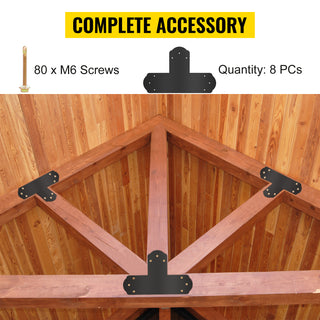 T Bracket 8PC Powder-coated Mending Plate 16 Gauge Steel Tie Flat Connector Post to Beam Bracket for Repair Wood Furniture