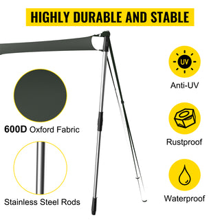 T-top Shade Extension UV-proof 600D Polyester Kit with Rustproof Steel Telescopic Poles waterproof T-Tops ＆ Bimini Top