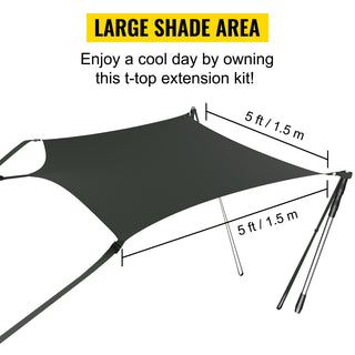 T-top Shade Extension UV-proof 600D Polyester Kit with Rustproof Steel Telescopic Poles waterproof T-Tops ＆ Bimini Top